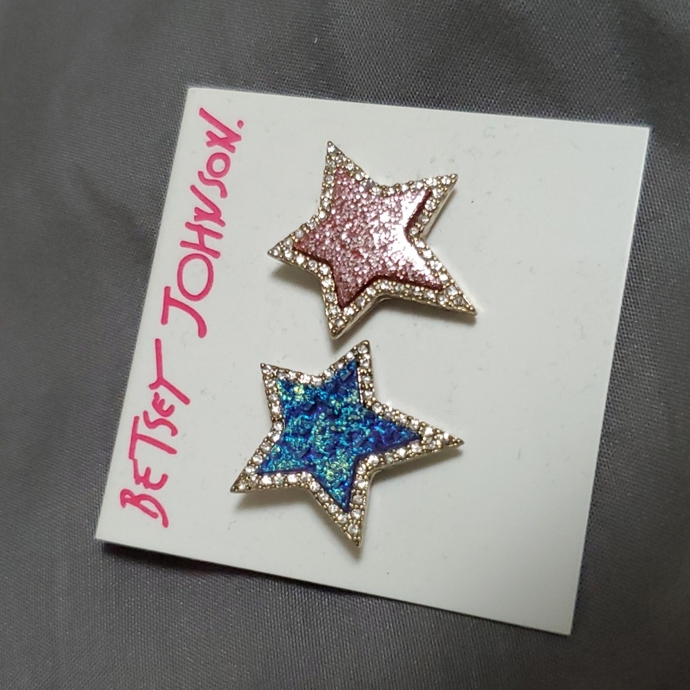 Betsey Johnson blue and pink star earrings